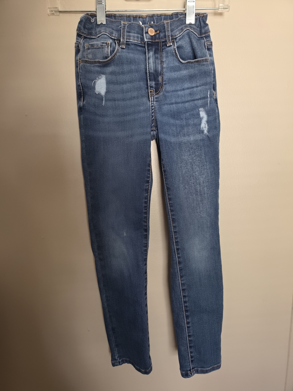 Jordache Girls Size 7 Distressed Skinny Jeans Blue Denim Medium Wash